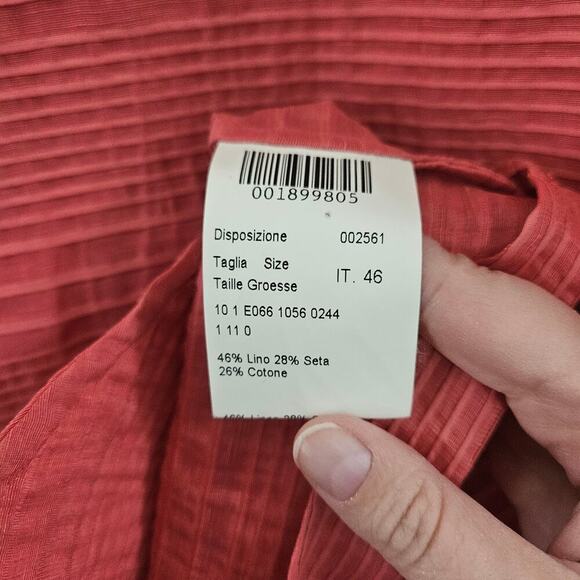 Piazza Sempione Womens Button Up Dress Shirt Pink Coral Linen Cotton Silk Size L - Picture 7 of 7